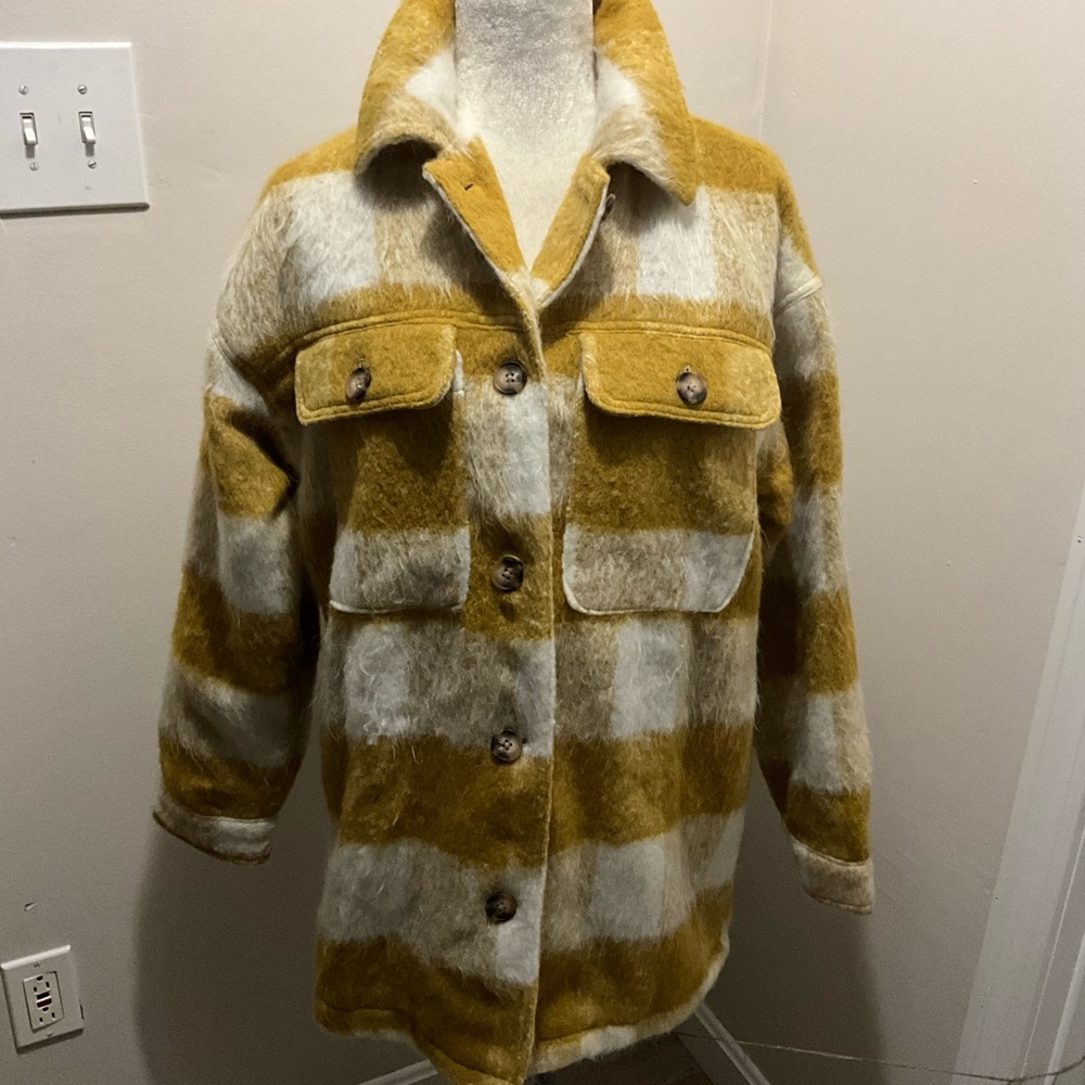Plaid mid length shacket